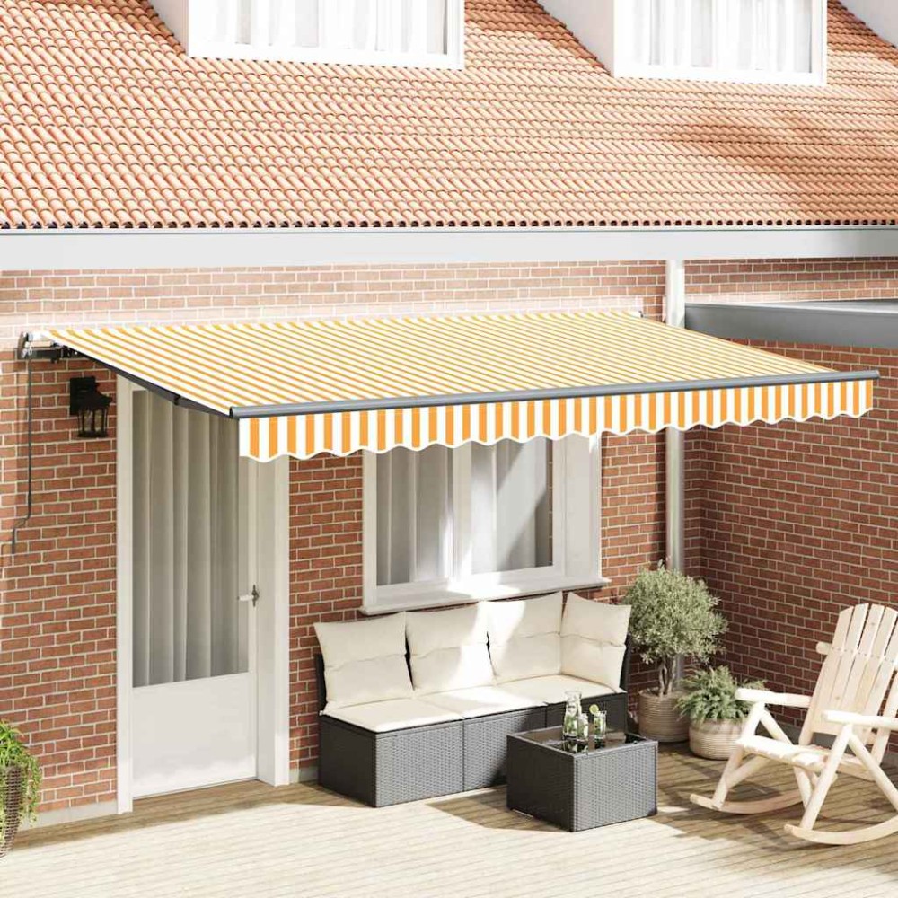 vidaXL Cortina Retractabilă Galben și alb 400 x 200 cm