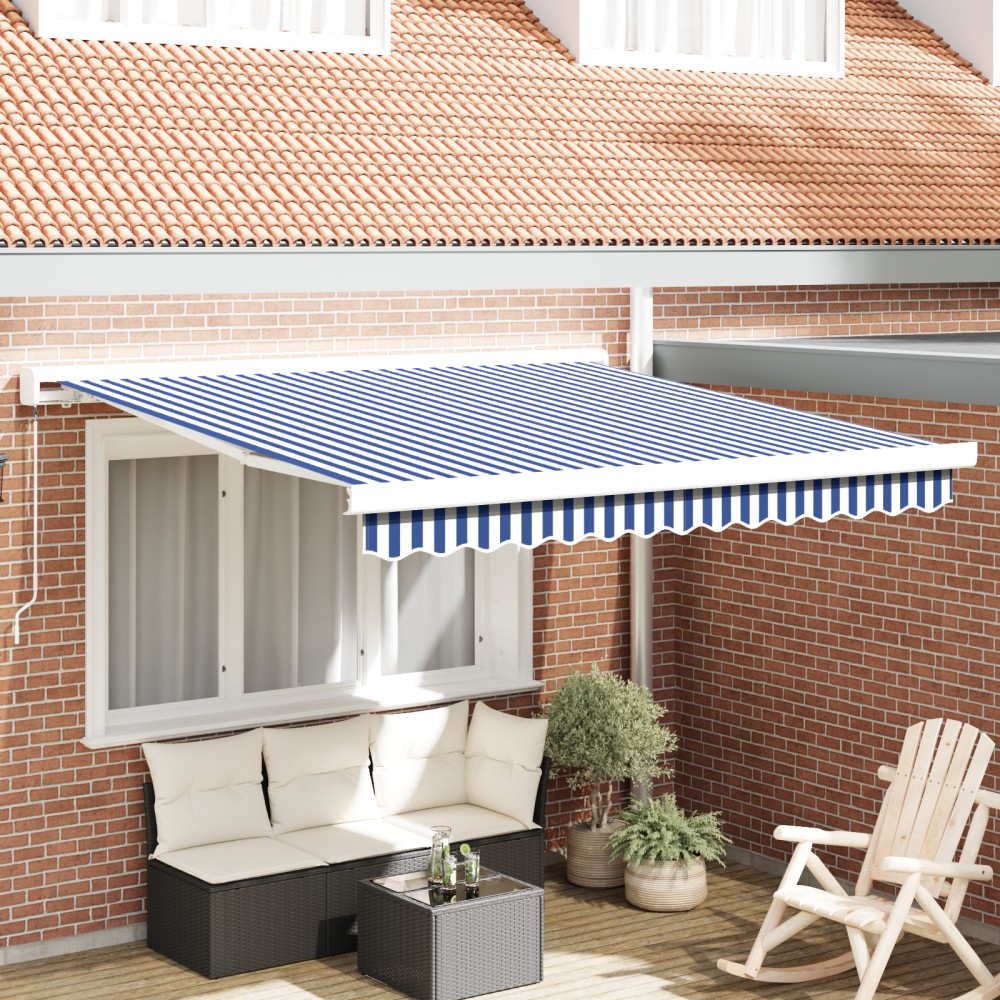 vidaXL Cortina Retractabilă Albastru și Alb 300 x 250 cm