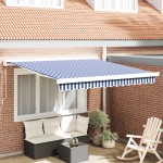 vidaXL Cortina Retractabilă Albastru și Alb 300 x 250 cm