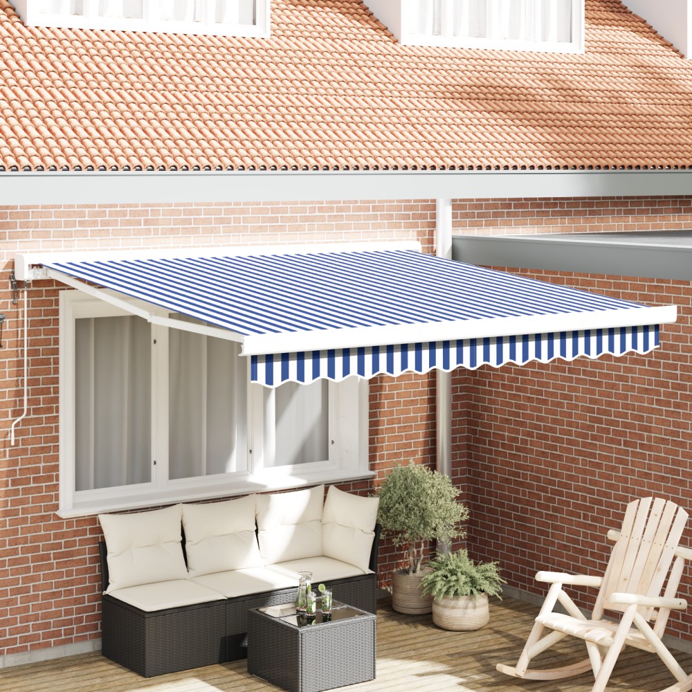 vidaXL Cortina Retractabilă Manual Albastru și alb 300 x 250 cm