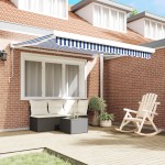 vidaXL Cortina Retractabilă Manual Albastru și alb 300 x 250 cm vidaXL Cortina Retractabilă Manual Albastru și alb 300 x 250 cm