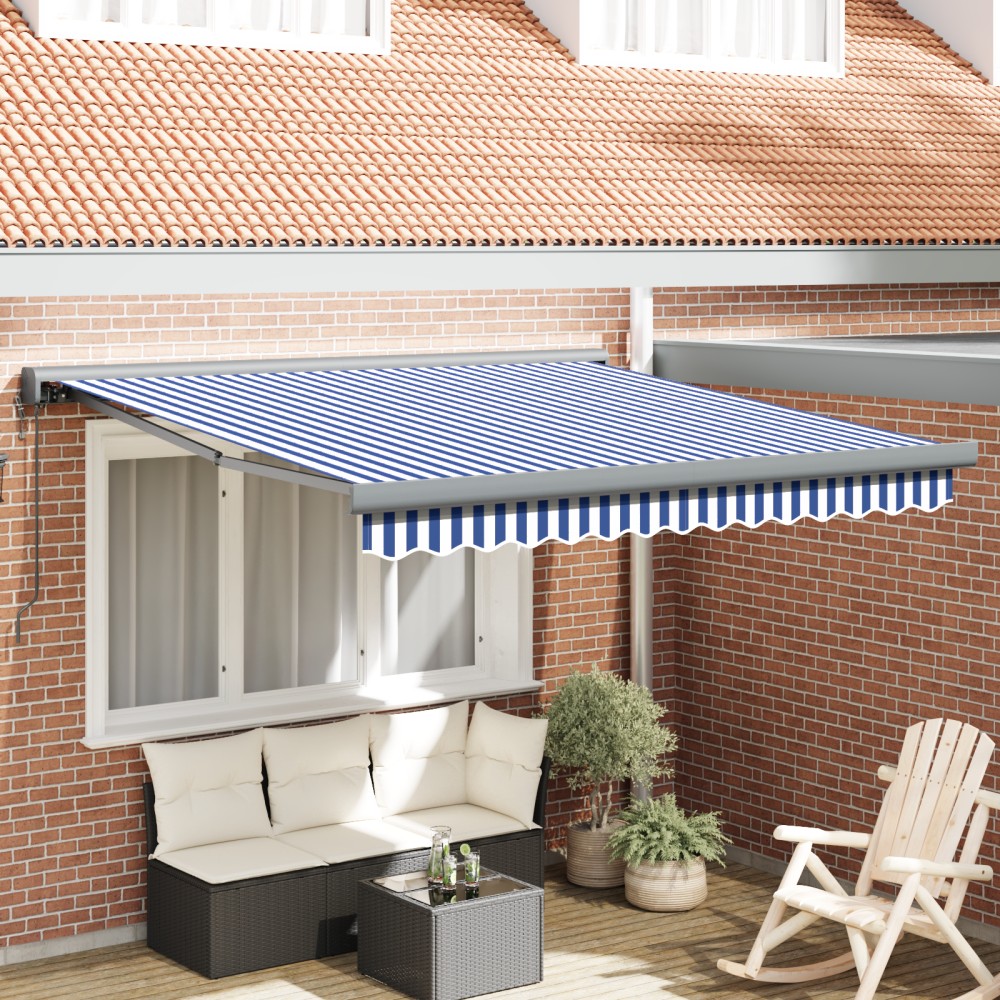 vidaXL Cortina Retractabilă Manual Albastru și alb 300 x 250 cm