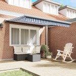 vidaXL Cortina Retractabilă Manual Albastru și alb 300 x 250 cm vidaXL Cortina Retractabilă Manual Albastru și alb 300 x 250 cm