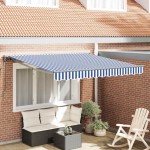 vidaXL Cortina Retractabilă Albastru și Alb 300 x 250 cm