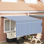 vidaXL Cortina Retractabilă Albastru și alb 300 x 250 cm țesătură
