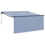 vidaXL Cortina Retractabilă Albastru și alb 300 x 250 cm țesătură