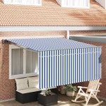 vidaXL Cortina Retractabilă Albastru și alb 300 x 250 cm țesătură