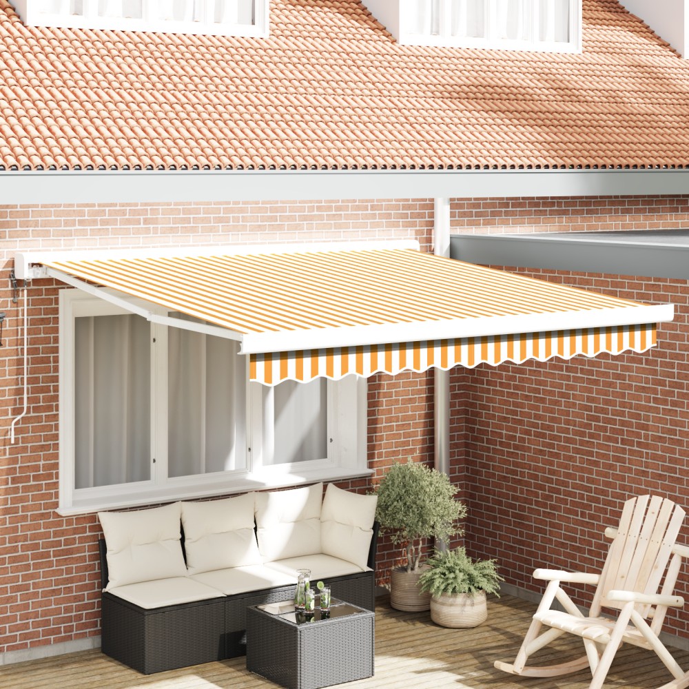 vidaXL Cortina Retractabilă Manual Galben și alb 300 x 250 cm