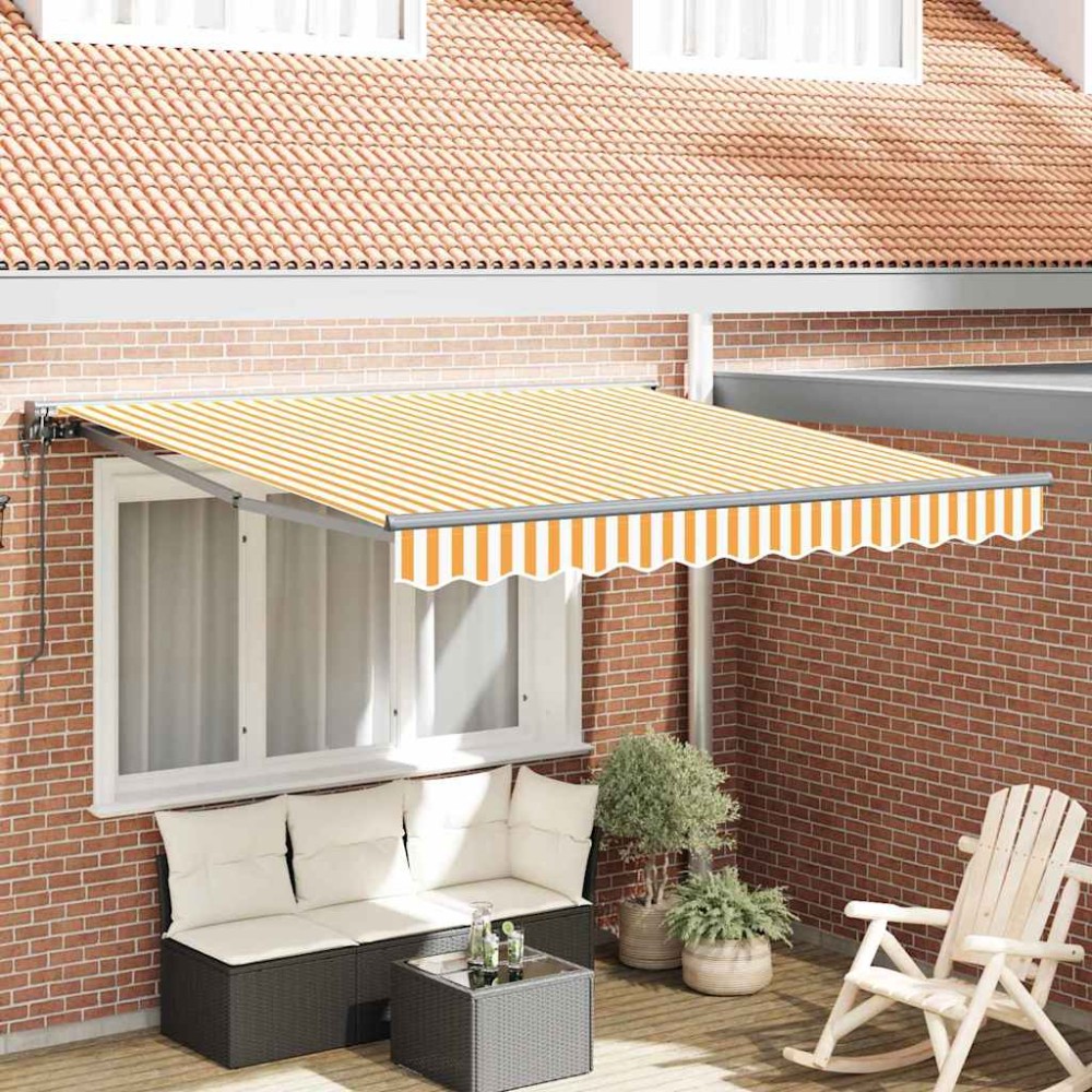 vidaXL Cortina Retractabilă Galben și alb 300x250 cm țesătură