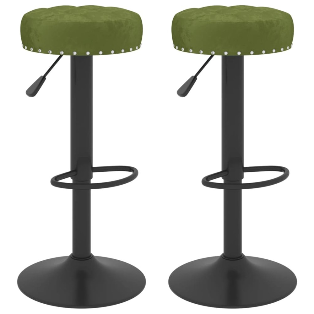 vidaXL Scaune de bar, 2 buc., verde deschis, catifea