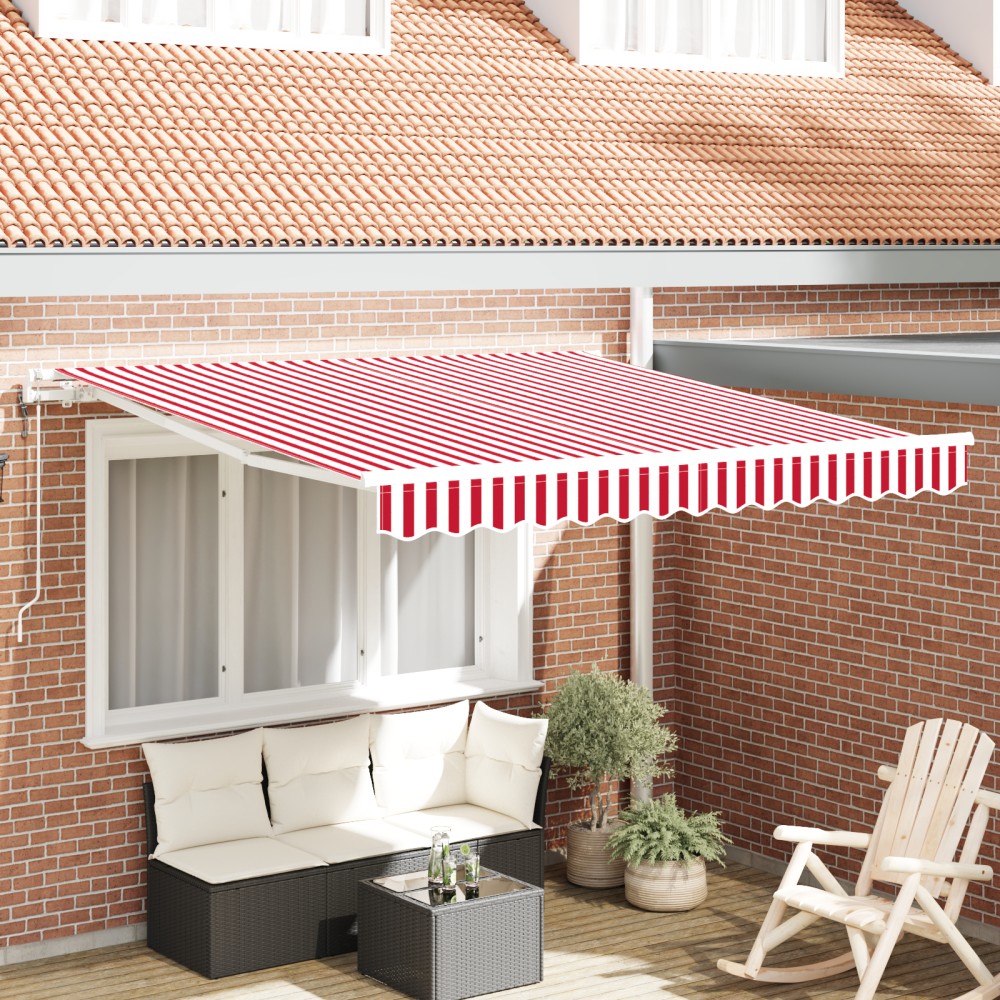 vidaXL Cortina Retractabilă Roșu și Alb 300 x 250 cm