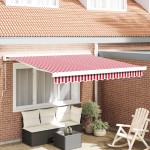 vidaXL Cortina Retractabilă Roșu și Alb 300 x 250 cm Stofă și Metal