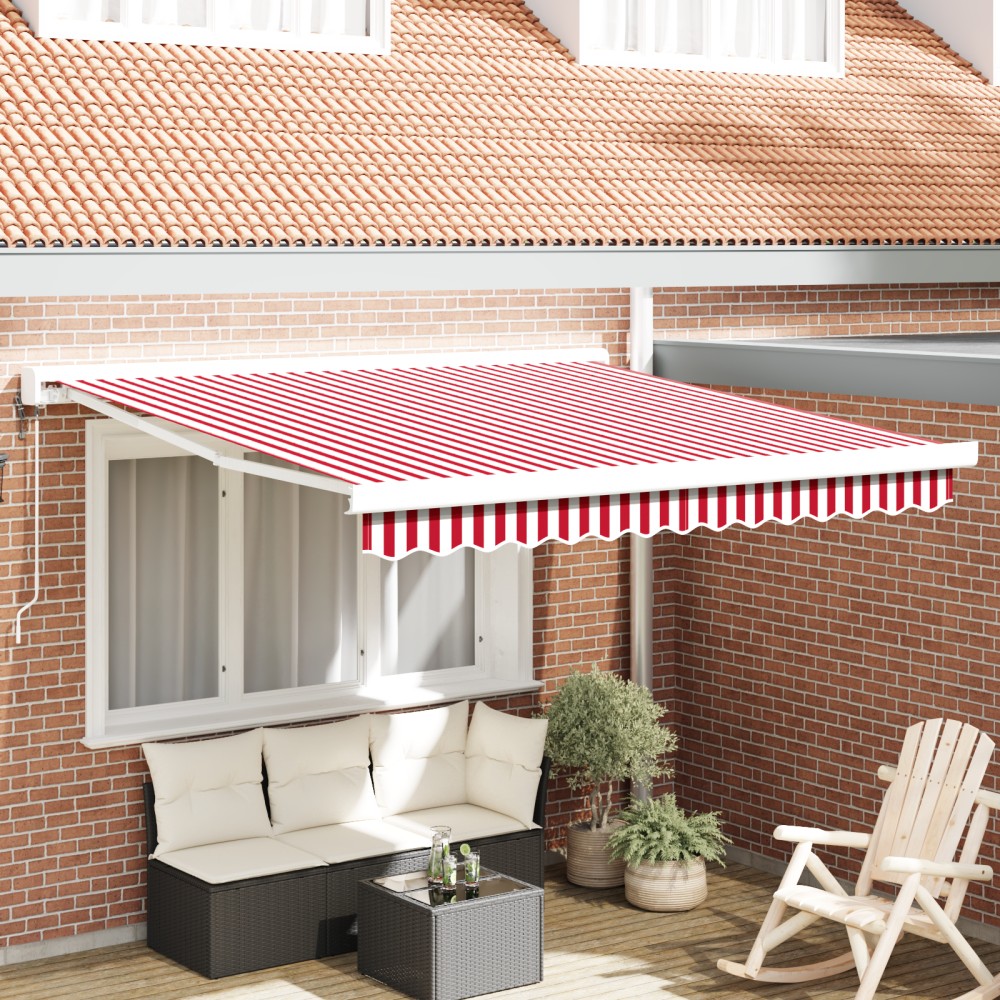 vidaXL Copertină retractabilă automată cu dungi roșii și albe, 300 x 250 cm