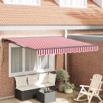 vidaXL Cortina Retractabilă Roșu și Alb 300 x 250 cm