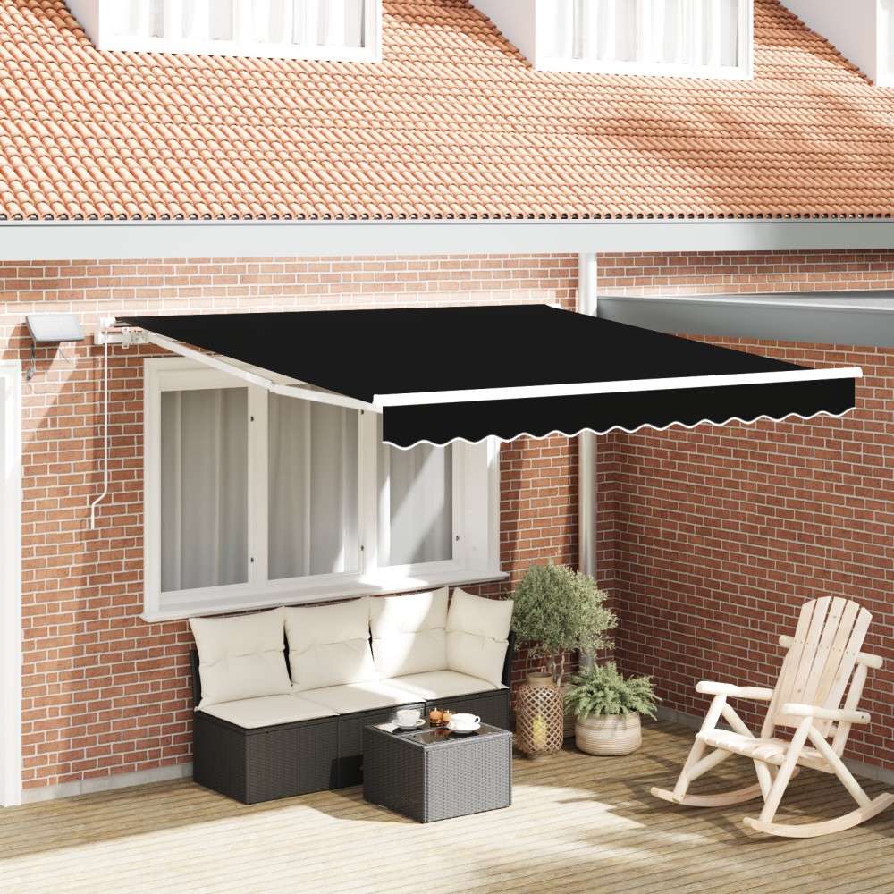 vidaXL Marchiză retractabilă neagră with Manual Negru 300 x 250 cm Negru
