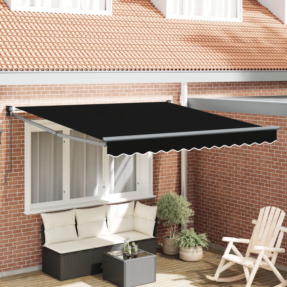 vidaXL Pergolă Manuală Retractabilă Neagră 300 x 250 cm