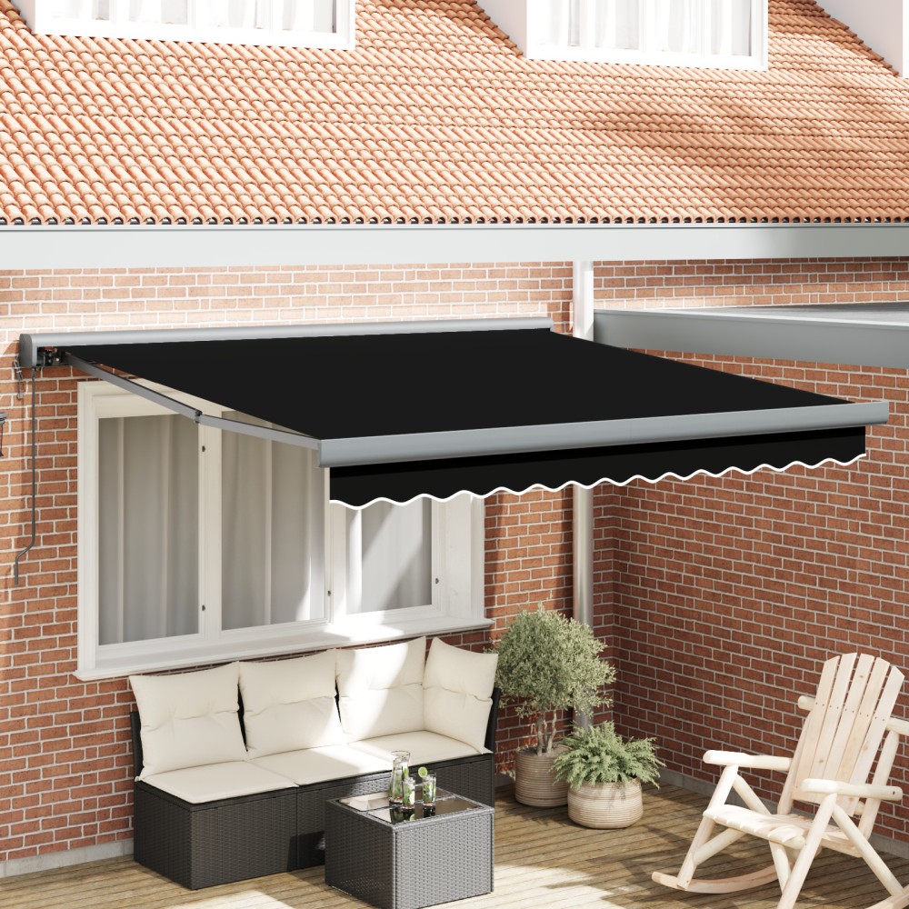 vidaXL Cortina Retractabilă Negru 300 x 250 cm Material textil, Metal