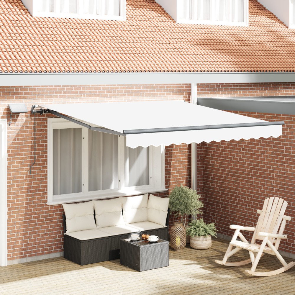 Marchiză Retractabilă Manuală vidaXL cu LED Alb 300x250 cm