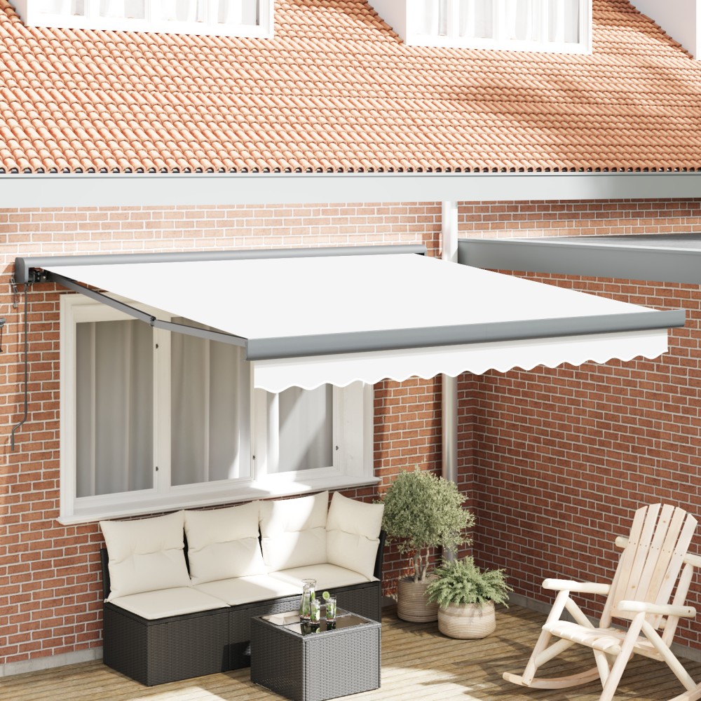 vidaXL Markiză retractabilă automată Alb 300x250 cm