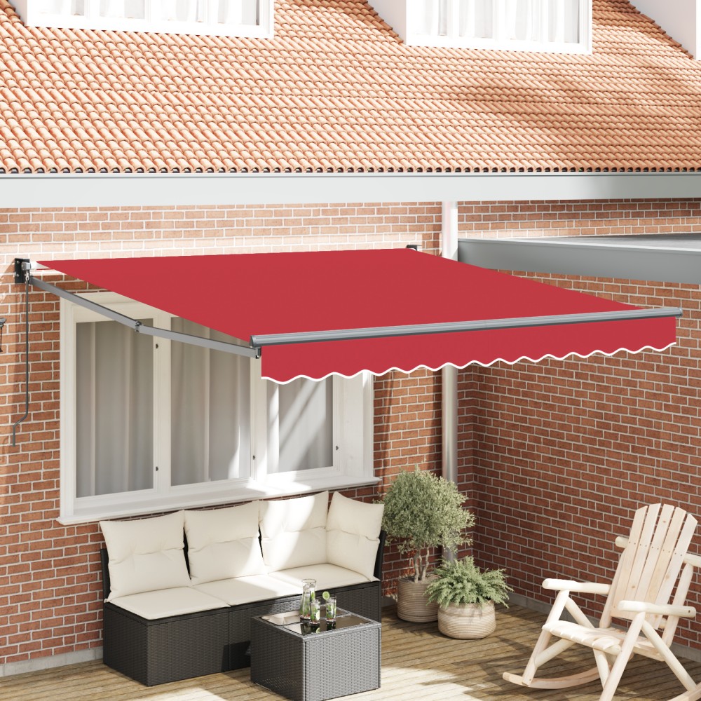 vidaXL Umbrela retractabilă roșie, 300 x 250 cm