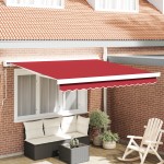 Markiză manuală retractabilă roșie 300x250 cm Markiză manuală retractabilă roșie 300x250 cm