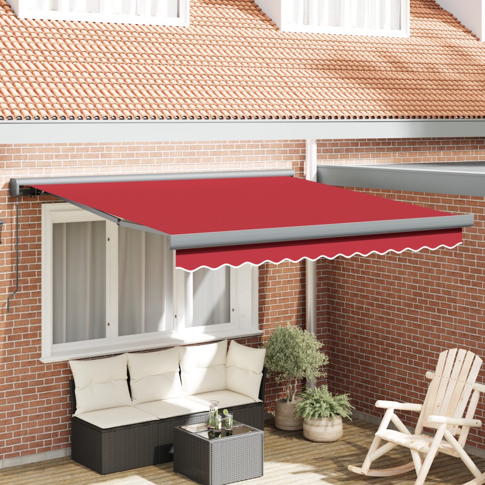 Marchiză Manuală Retractabilă vidaXL Roșie 300x250 cm