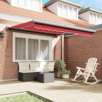 Marchiză Manuală Retractabilă vidaXL Roșie 300x250 cm Marchiză Manuală Retractabilă vidaXL Roșie 300x250 cm