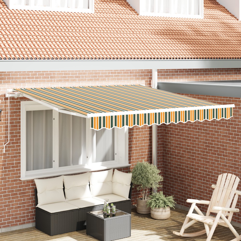 vidaXL Pergolă retractabilă manuală verde și galben, 300x250 cm