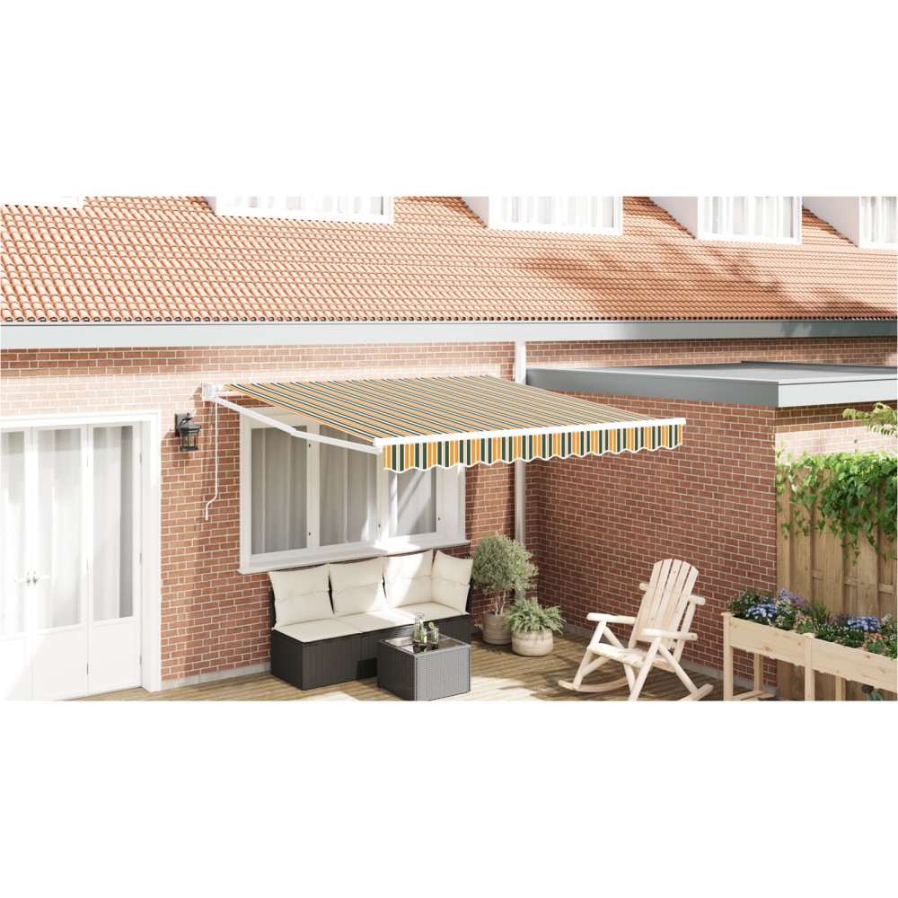 vidaXL Markiză Retractabilă Automată Verde și Galben 300x250 cm