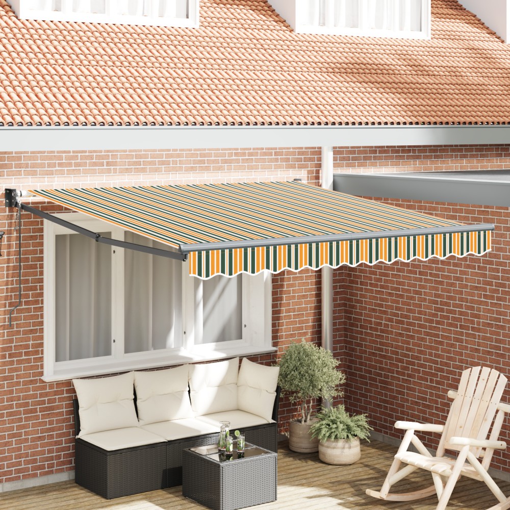 vidaXL Pergolă Automată Retractabilă Verde și Galben 300 x 250 cm