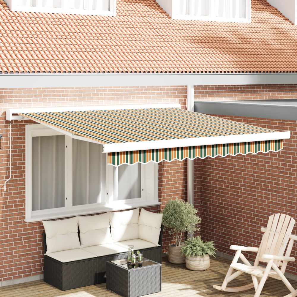 Marchiza Manuală Retractabilă vidaXL Verde și Galben 300x250 cm