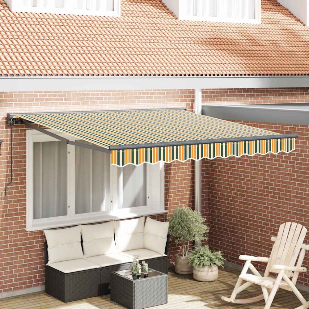 vidaXL Cortina Retractabilă Manual Verde și galben 300 x 250 cm