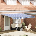 vidaXL Cortina Retractabilă Albastru și Alb 350 x 250 cm