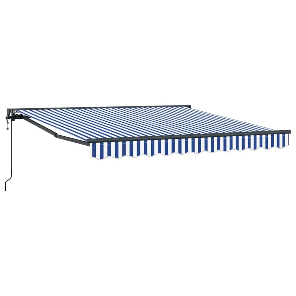 vidaXL Cortina Retractabilă Albastru și Alb 350x250 cm țesătură