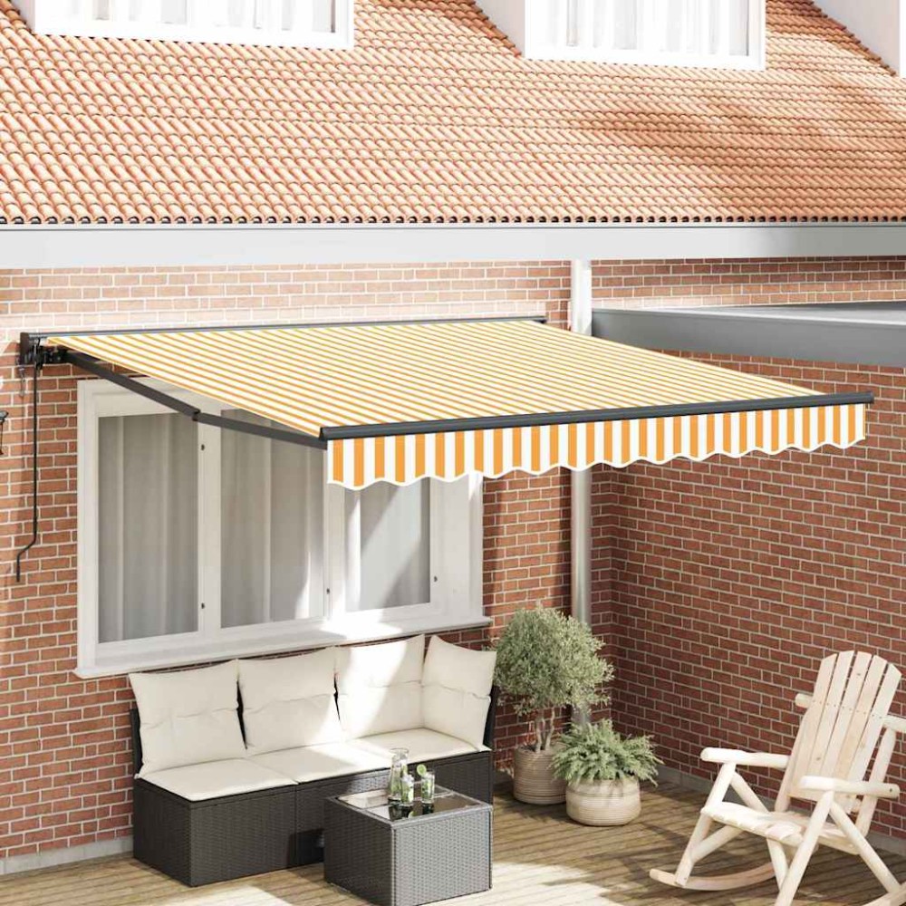 vidaXL Cortina Retractabilă Galben și alb 350 x 250 cm