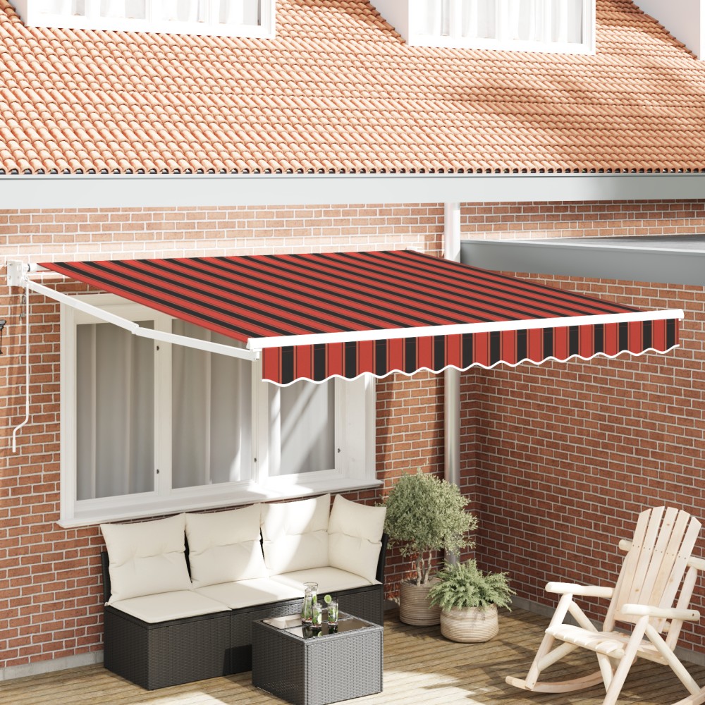 vidaXL Umbrelă Retractabilă Automată Portocalie și Maro 350x250 cm