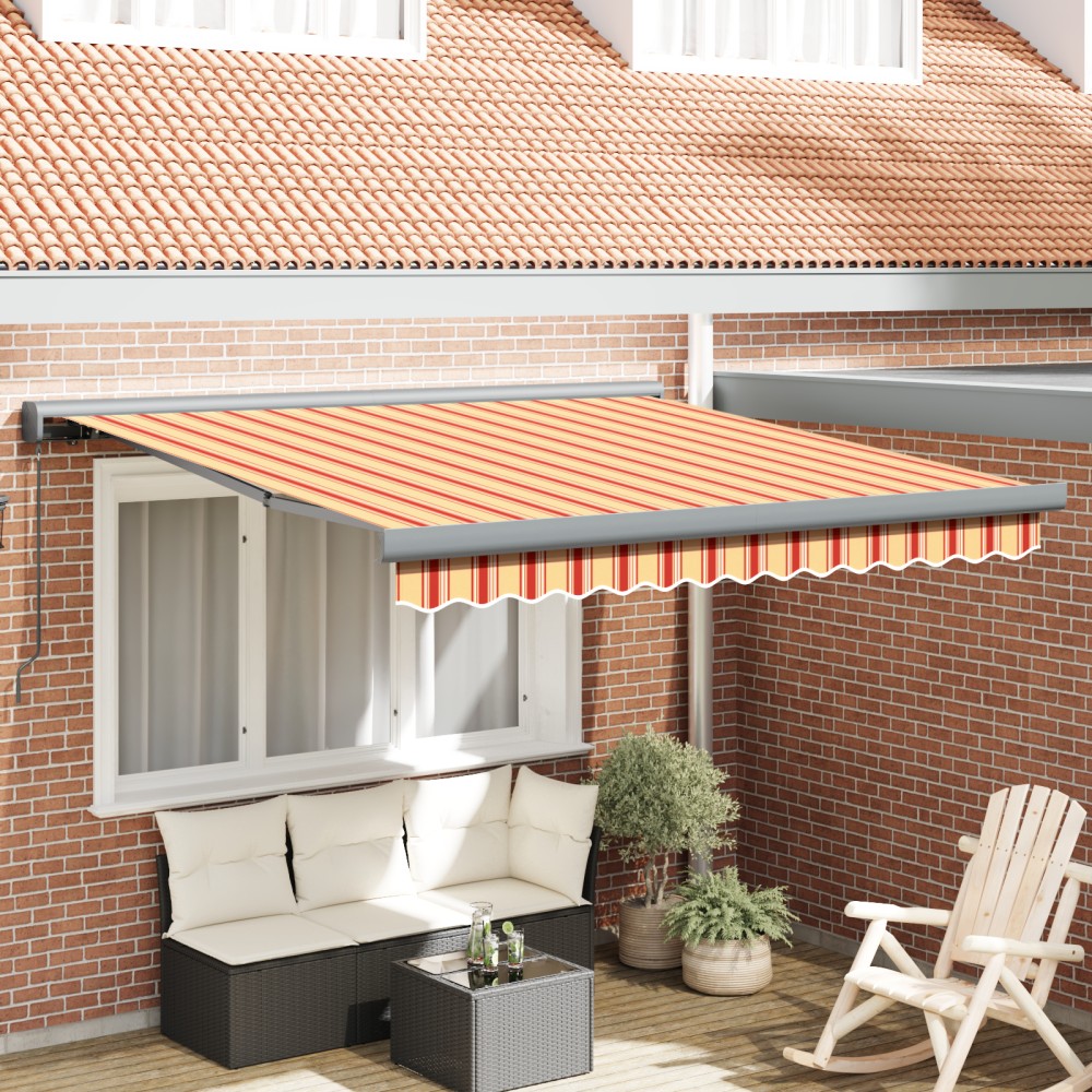 vidaXL Awning retractabil manual - Galben și portocaliu 350x250 cm