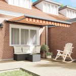 vidaXL Awning retractabil manual - Galben și portocaliu 350x250 cm vidaXL Awning retractabil manual - Galben și portocaliu 350x250 cm