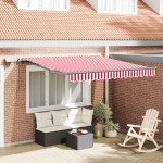 vidaXL Cortina Retractabilă Manual Roșu și alb 350 x 250 cm țesătură