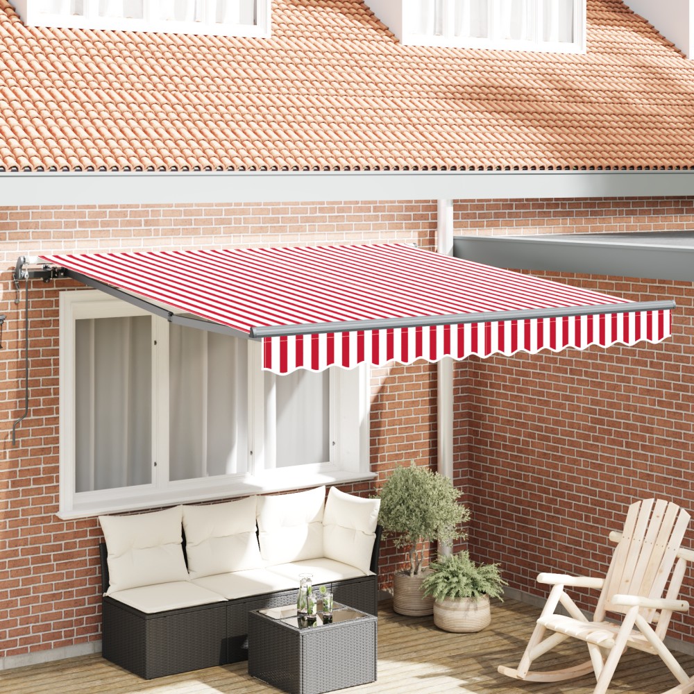 vidaXL Pergola automată , retractabilă, roșie și albă, 350 x 250 cm