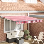 vidaXL Markiză Retractabilă Automată Dungi Roșii și Albe 350x250 cm