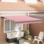 vidaXL Umbra retractabilă roșie cu dungi albe 350x250 cm