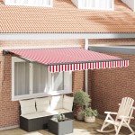 vidaXL Cortina Retractabilă Manual Roșu și Alb 350 x 250 cm