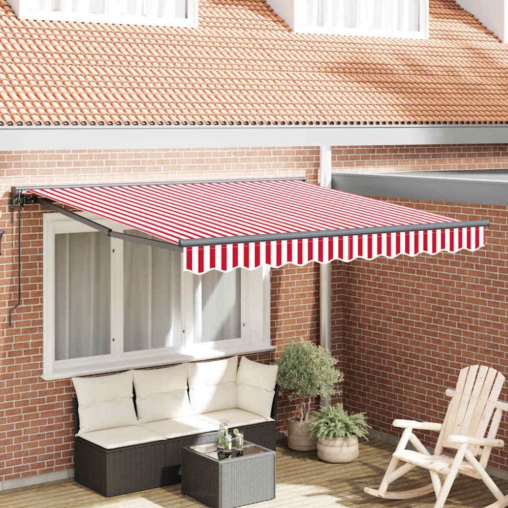vidaXL Cortina Retractabilă Roșu și Alb 350 x 250 cm