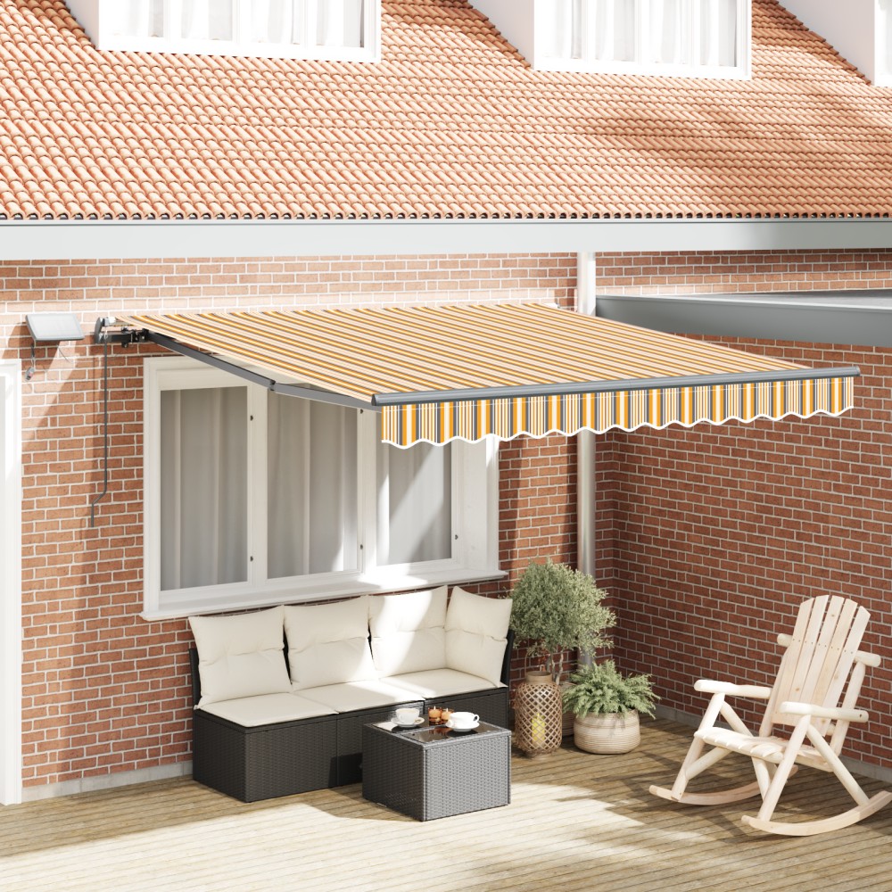 vidaXL Markiză manuală retractabilă cu dungi multicolore LED 350x250 cm
