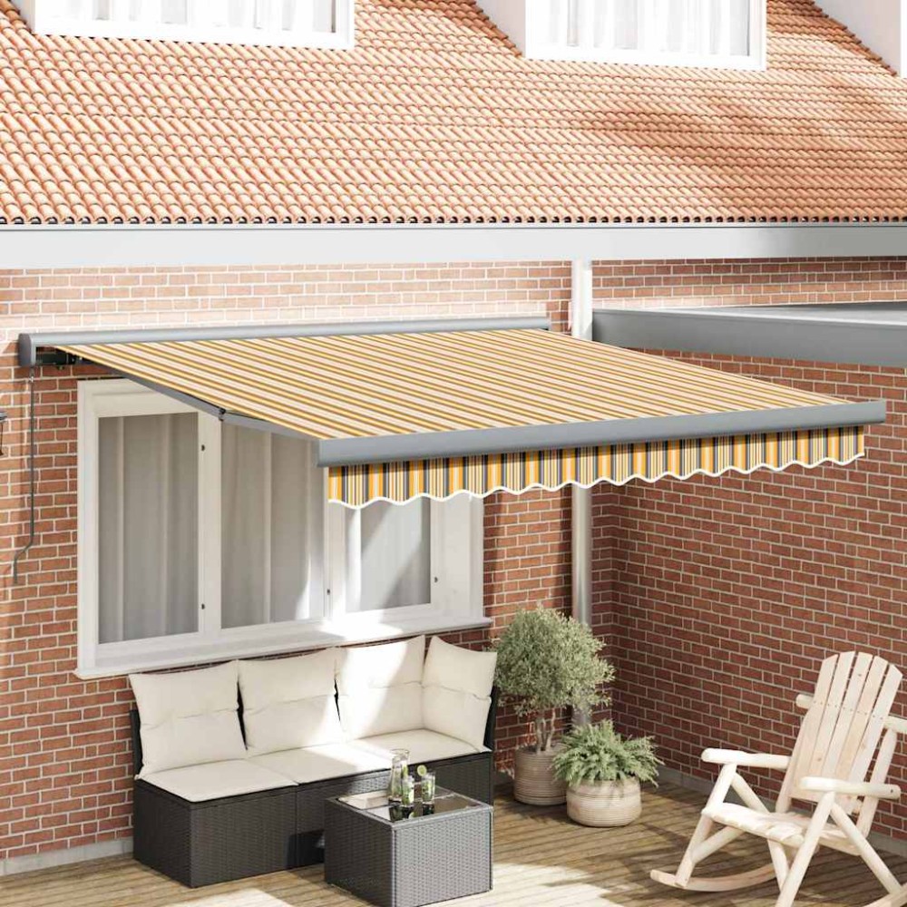 vidaXL Umbra manuală retractabilă cu dungi colorate 350x250 cm