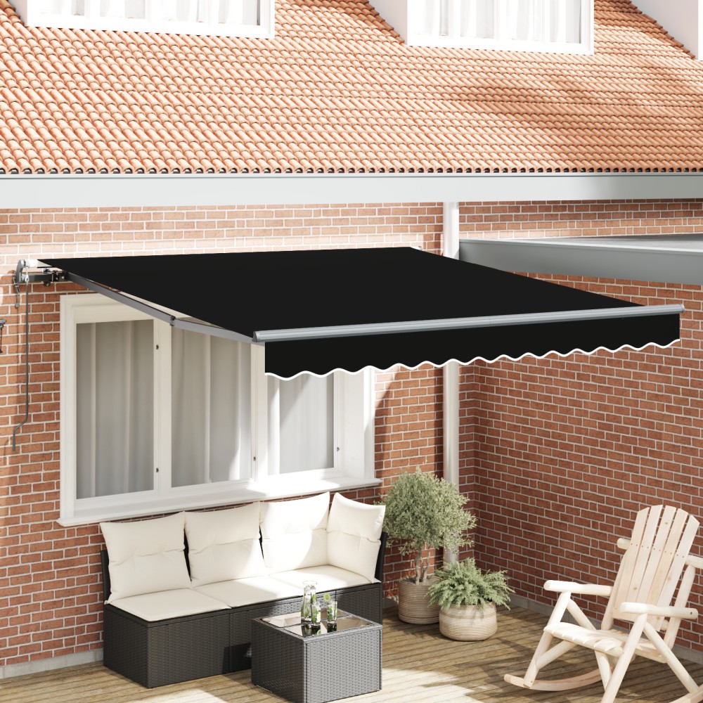 vidaXL Obra de soare retractabilă automată Negru 350x250 cm