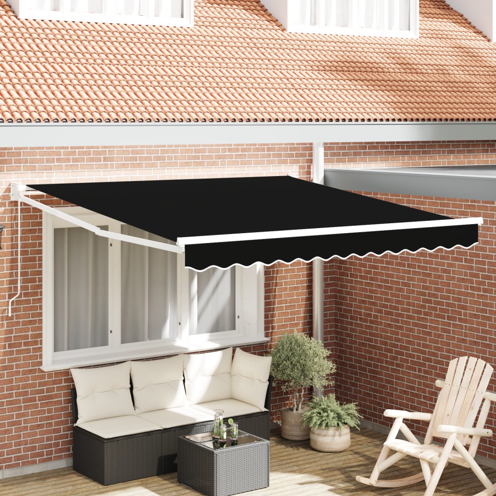 marchiză manuală retractabilă vidaXL Neagră 350x250 cm