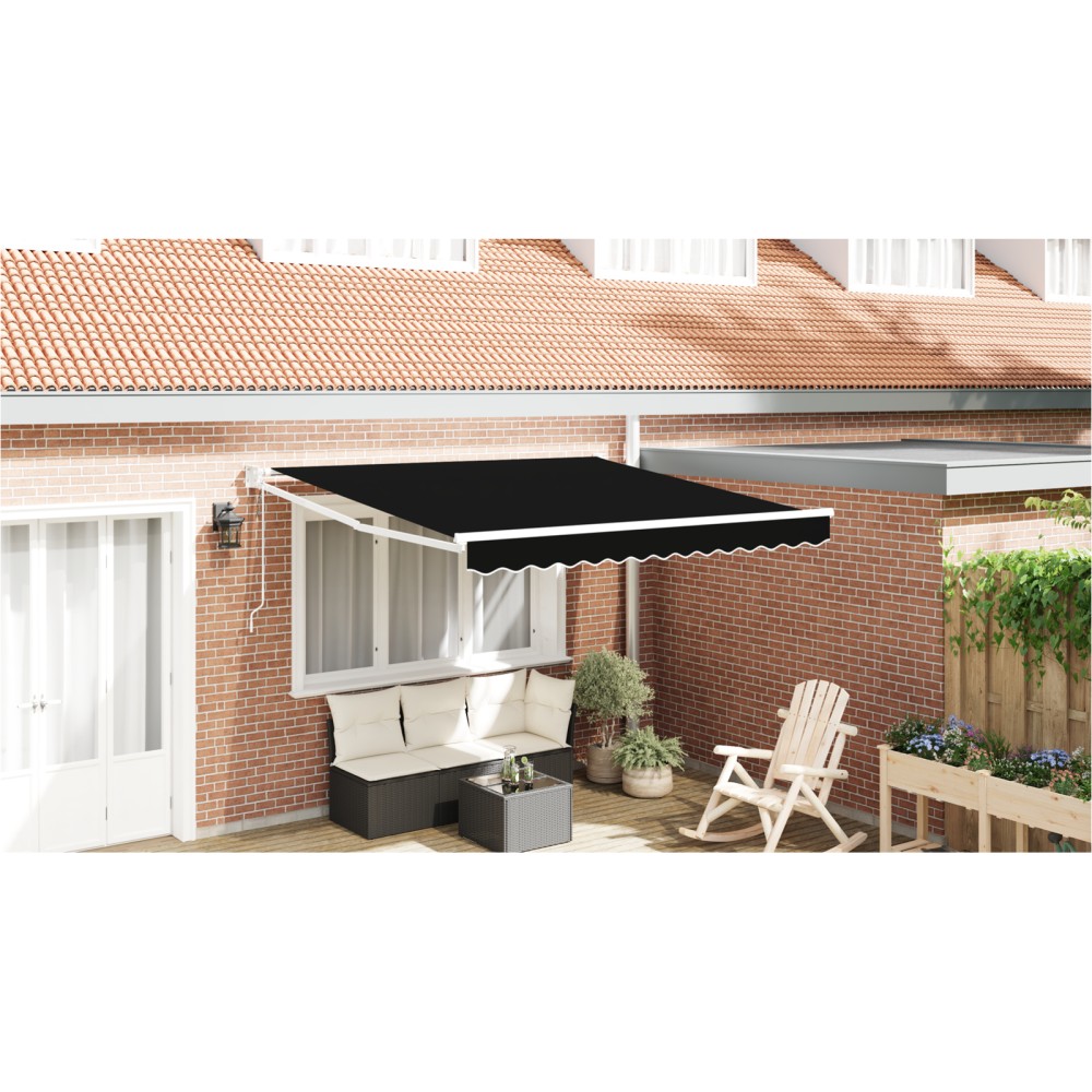 Marchiza retractabilă automată vidaXL Negru 350x250 cm