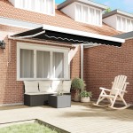 Marchiză manuală retractabilă vidaXL Negru 350x250 cm Marchiză manuală retractabilă vidaXL Negru 350x250 cm